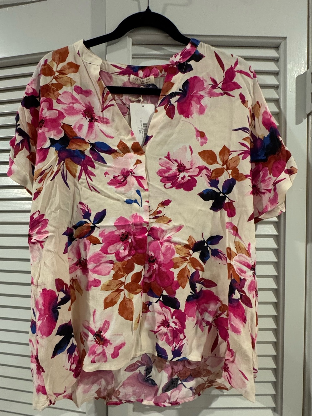 lovestitch Pink Floral V-Neck Blouse on Cream